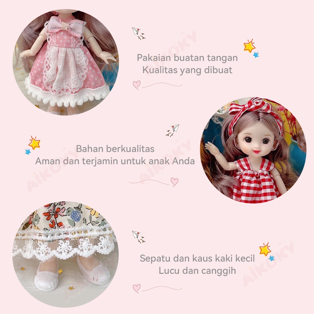 Aikoky Boneka Bayi Perempuan Doll Cute DIY Girls Gift Princess Dress Seri