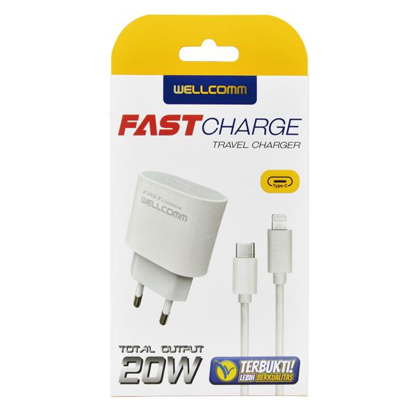 WELLCOMM TRAVEL CHARGER 20W TYPE C TO IPHONE