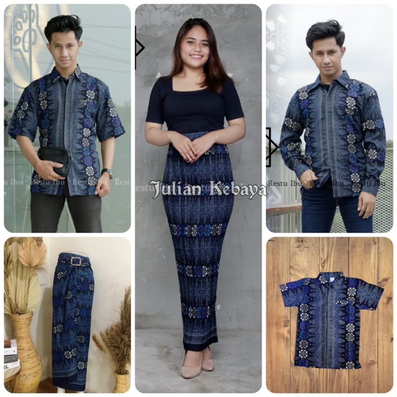 COUPLE / COUPLE BATIK / BAJU BATIK COUPLE / SERAGAMAN BATIK KELUARGA MOTIF TORAJA NAVY / BATIK MODER