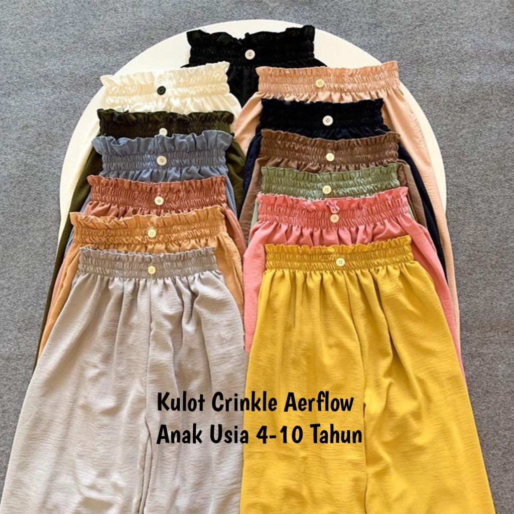 Kulot Crinkle Kancing Anak Perempuan Usia 4-10 Tahun / Celana Crinkle Anak / Kulot Anak Perempuan / Celana Anak Perempuan