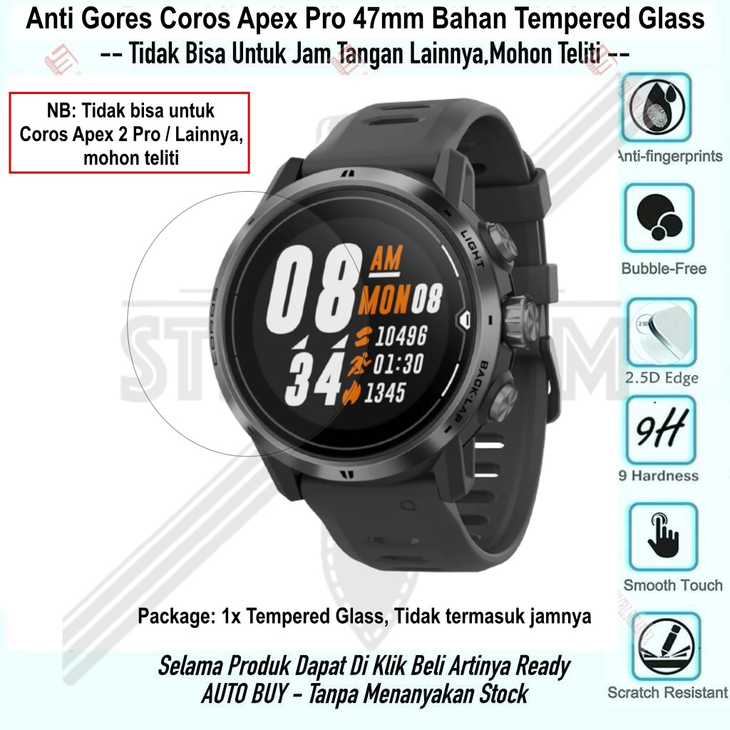 Anti Gores Coros Apex Pro 47mm Dengan Bahan Tempered Glass Bukan Mika