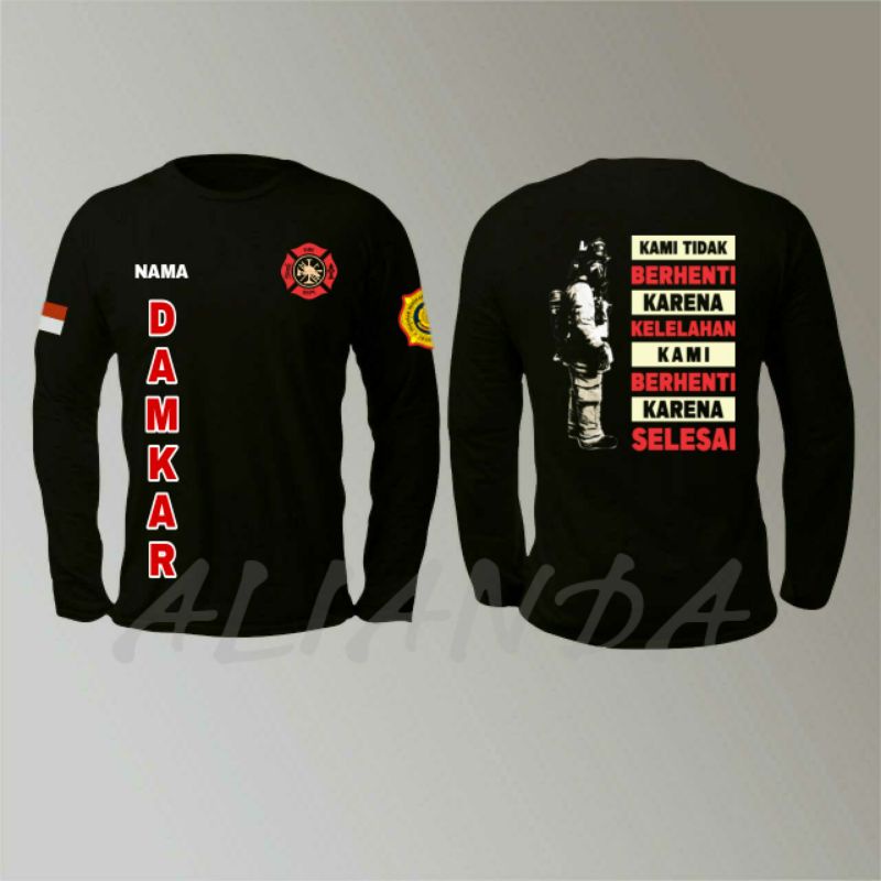 KAOS BAJU TANGAN PANJANG DAMKAR/KAOS ATASAN DAMKAR/KAOS PEMADAM KEBAKARAN TANGAN PANJANG