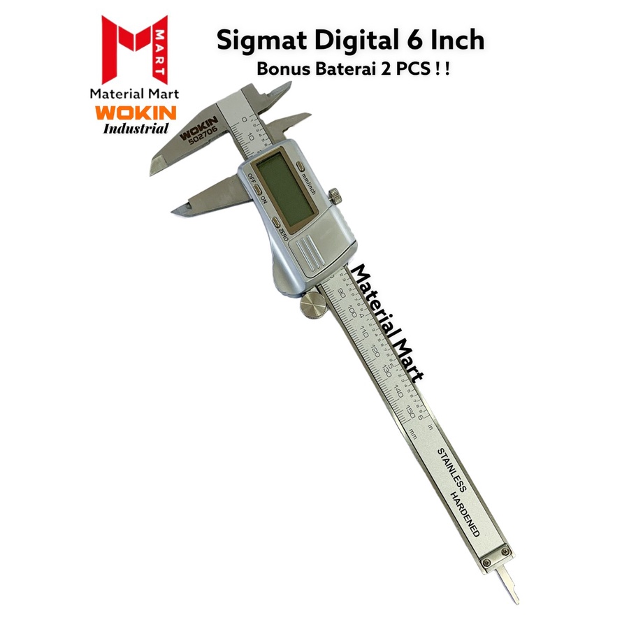 Sigmat Digital Wokin 6 Inch | Digital Caliper Stainless 6&quot; | Jangka Sorong | Material Mart