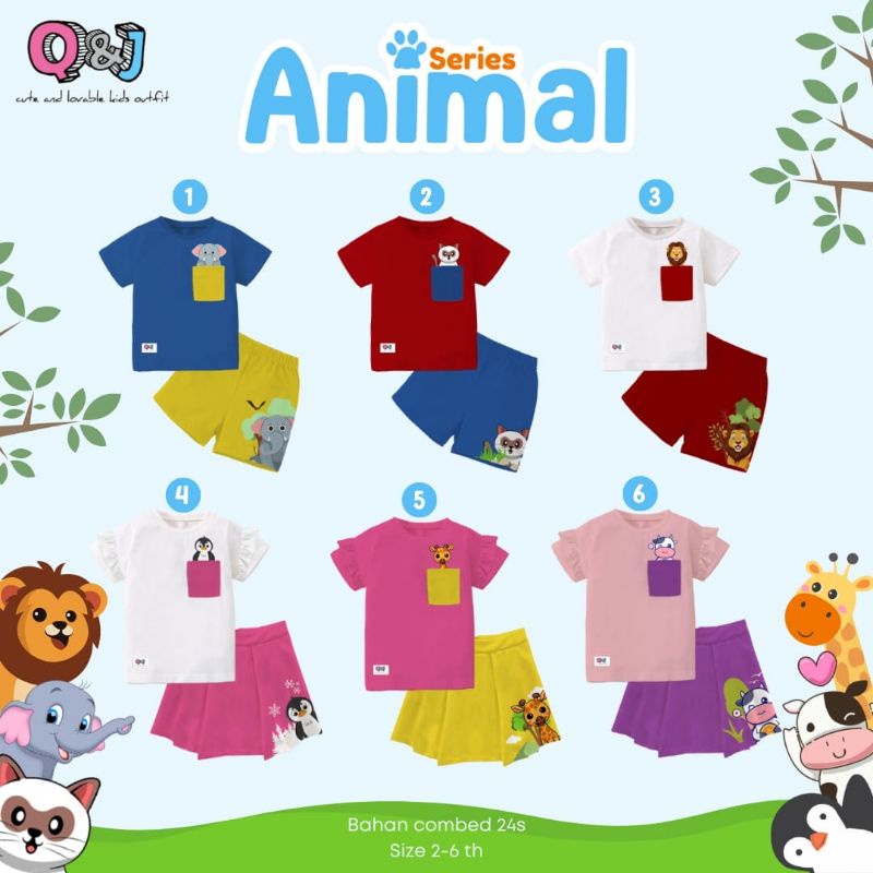 SETELAN CELANA ANAK CEWEK&COWOK//SETELAN KAOS//SETELAN ANIMAL ANAK Q&J