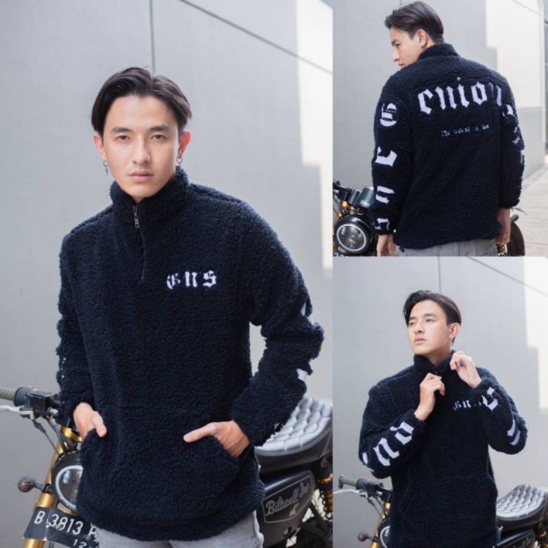 Jaket Hoodie Sherpa Embroidery Camo Jacket Bulu Domba Bordir Korea Loreng size M L XL XXL Salvio hex