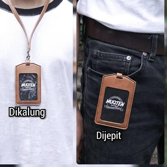 

Sale | KI3 | NAME TAG ID CARD HOLDER KULIT SOUVENIR HOLDER KANTOR MUQTEN PATUK MULTIFUNGSI DI KAIT DAN DI KALUNG