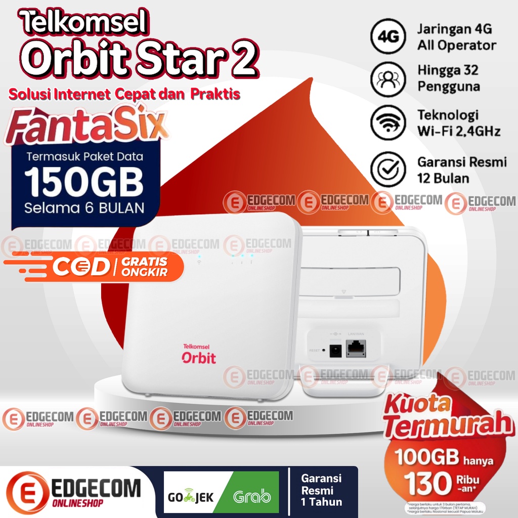 Jual Telkomsel Orbit Star 2 Modem Wifi 4G HighSpeed Free 150GB Data ...