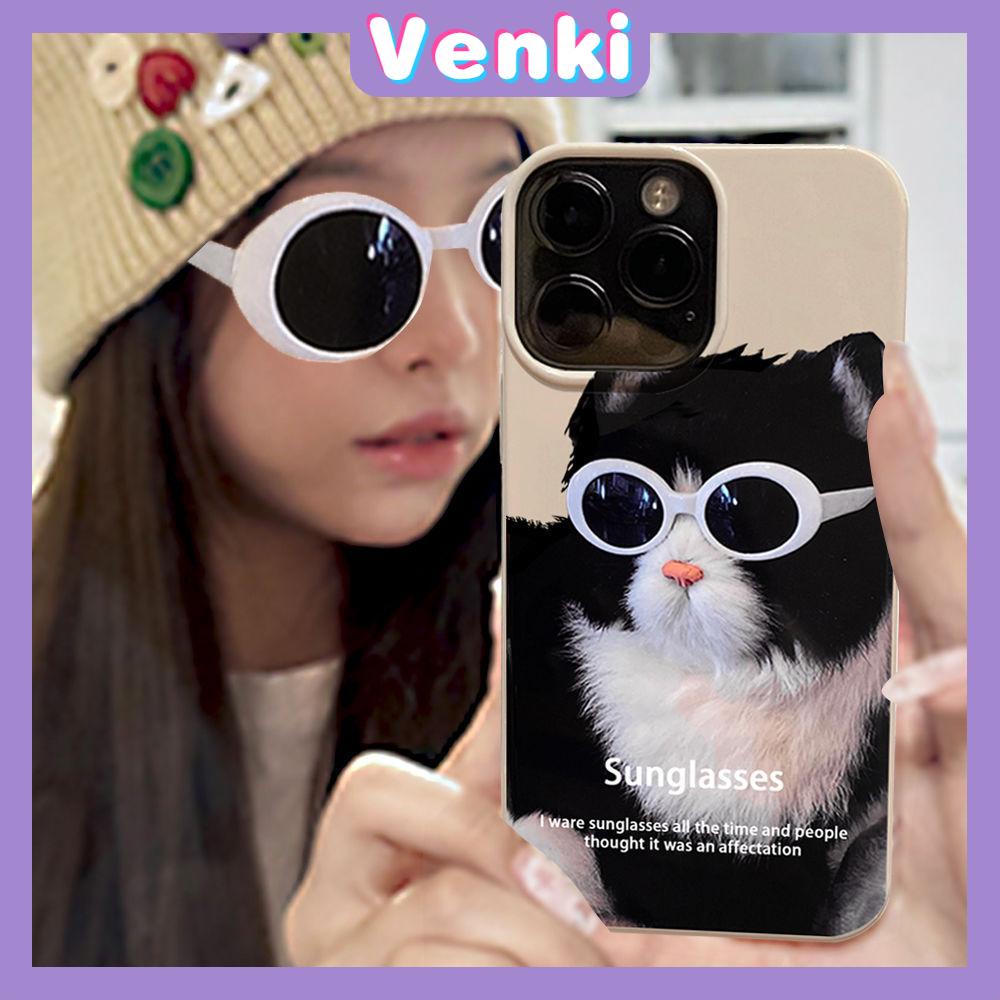 Case For iPhone 14 Pro Max Soft TPU Candy Case Cute Sunglasses Cat Glossy Khaki Back Cover Camera Protection Shockproof For iPhone 13 12 11 Pro Max 7 8 Plus X XR