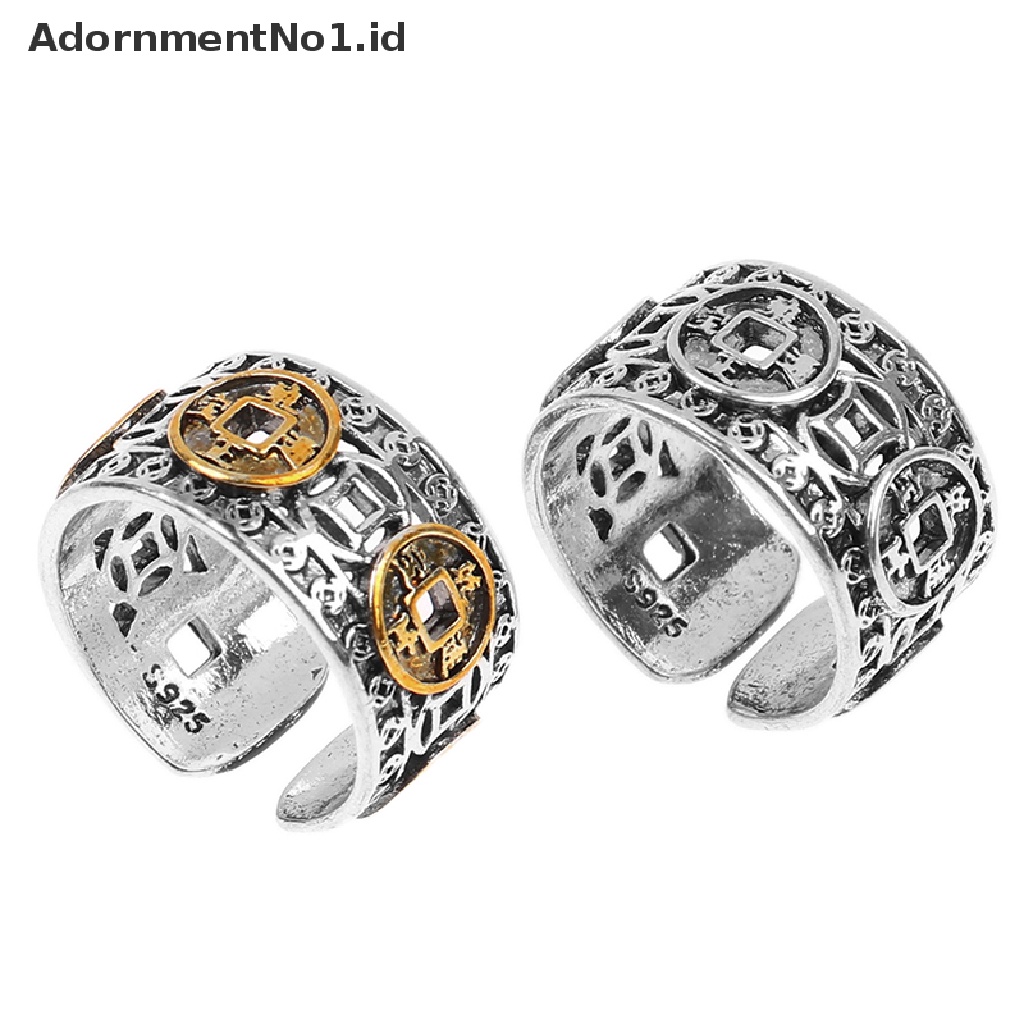 [AdornmentNo1] Gaya Etnik Vintage Lima Kaisar Uang Koin Cincin Untuk Pria Dan Wanita Yang Baik Beruntung Adjustable Jari Cincin Perhiasan Hadiah Cincin Terbuka [ID]