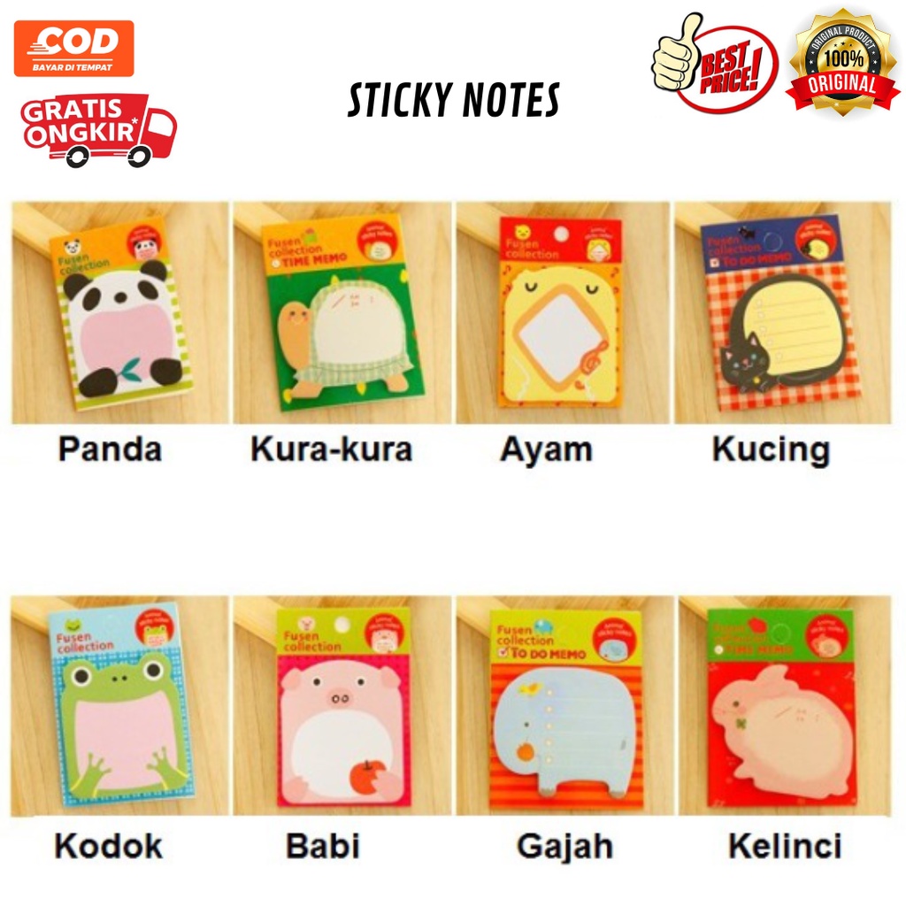 

Sticky Notes Lucu Dan Aestetic Catatan Kecil Sebagai Pengingat & Peninggal Pesan Motif Animal Random
