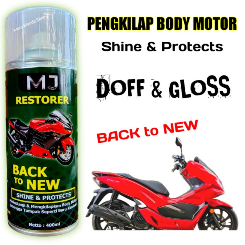 Pengkilap Body Motor tahan lama / MJ restorer shine &amp; protect / pengkilat motor doff dan gloss / penghitam dasbor