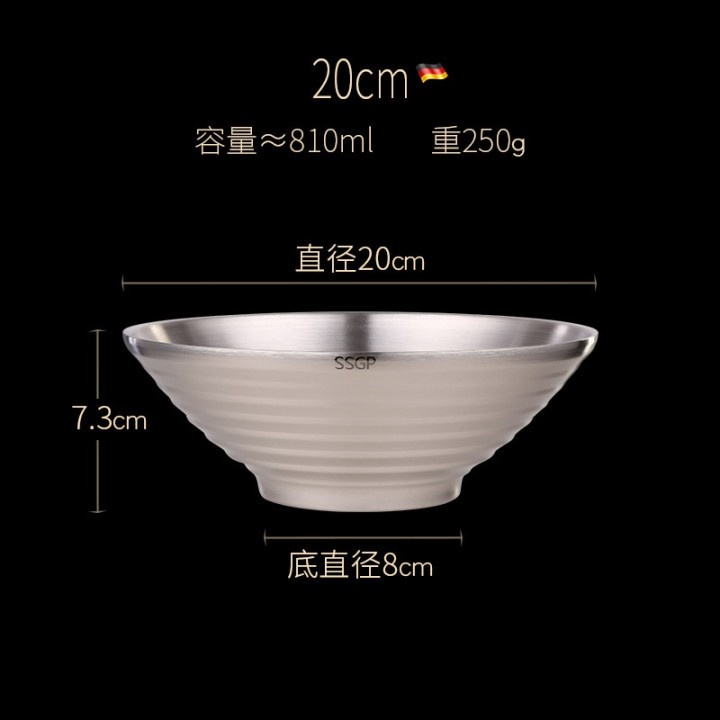 40 SSGP 20cm Stainless Steel Japanese Ramen Bowl - Mangkuk Stainless 20cm