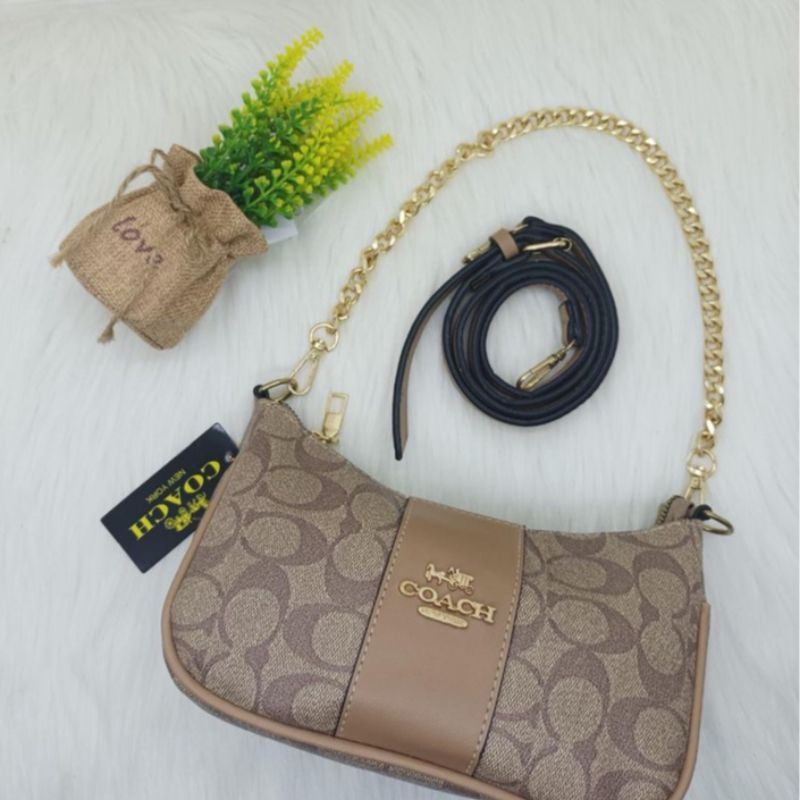 tas wanita Co@ch plat rantai terbaru top handle 2 tali