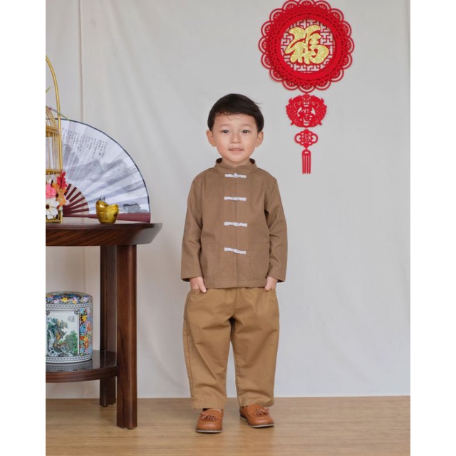 PEIYU SET | Baju Anak Laki-laki | Atasan Casual Anak | Baju Anak Cheongsam
