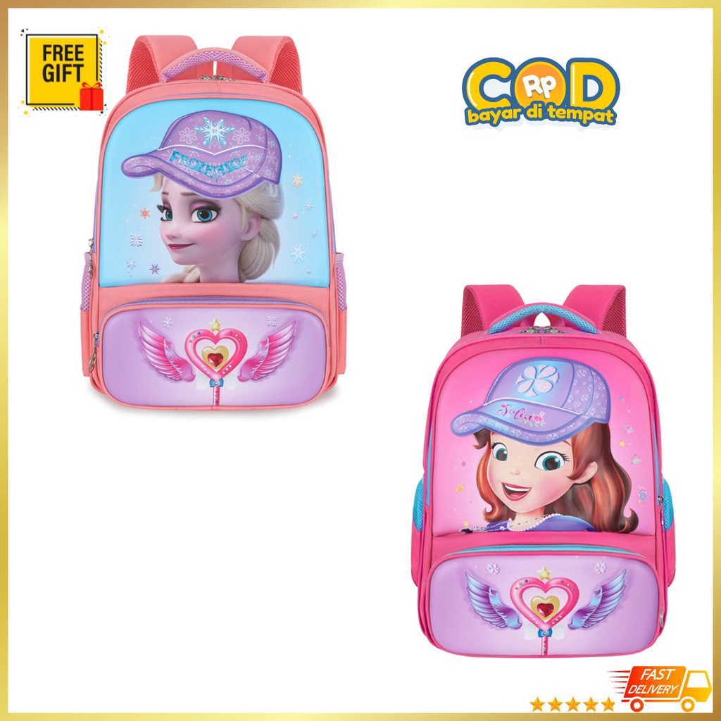 TAS SEKOLAH SKOLAH RANSEL KARAKTER ANAK ANAK PAUD TK PEREMPUAN SD TK DISNEY ORIGINAL IMPORT FROZEN L