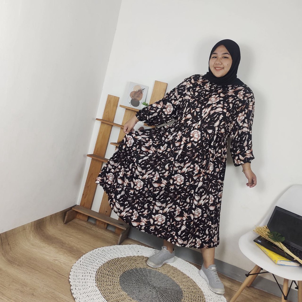 MIDI DRESS SUPER JUMBO TERUSAN BIGSIZE OOTD OVERSIZE LD 120 130 140 150 COD