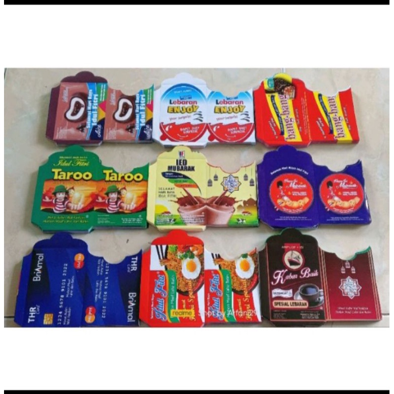 

amplop lebaran motif snack di jual lembaran (free plastik) 500 pcs