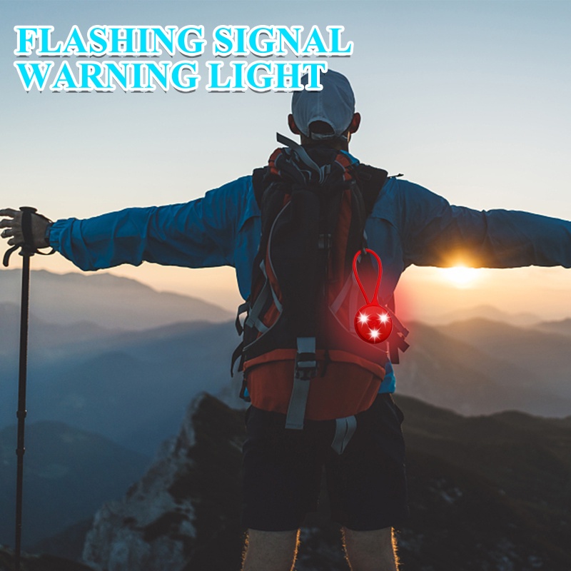 3mode Silikon Lampu Sepeda LED Kedip/Tahan Air Visibilitas Tinggi Hiking Lamp Kancing Bertenaga Baterai Liontin Tas Sekolah