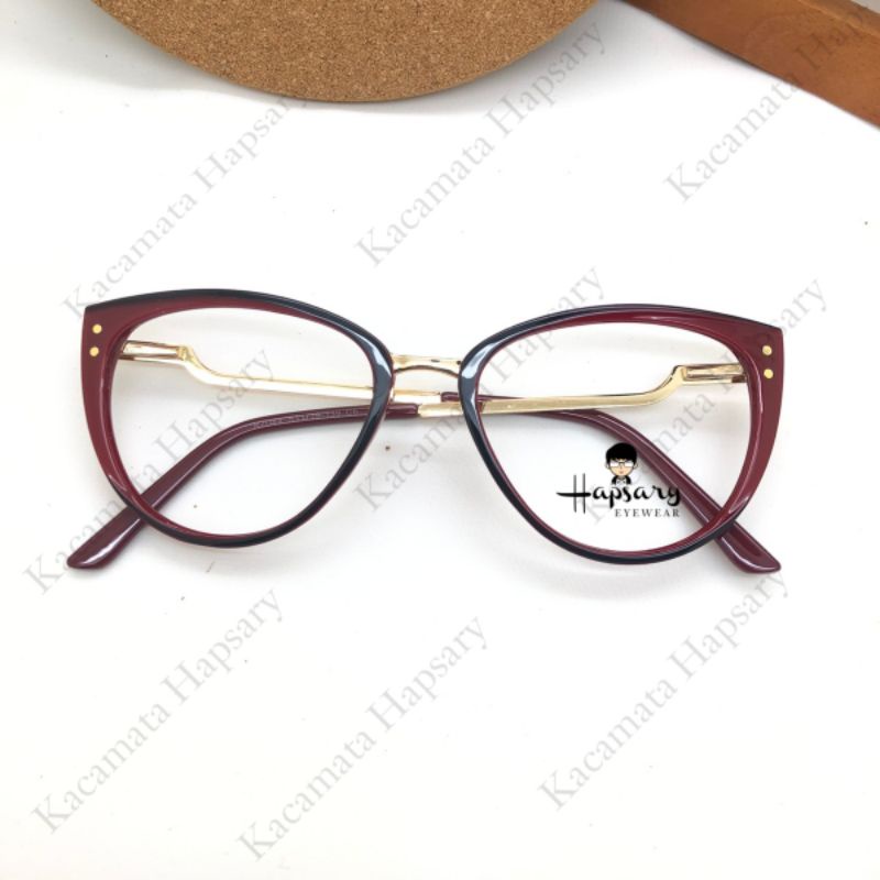 Frame Kacamata Wanita Minus Antiradiasi Terbaru 87044 Paket Lensa Minus Cylinder dan Plus Anti UV Photocromic &amp; Blueray