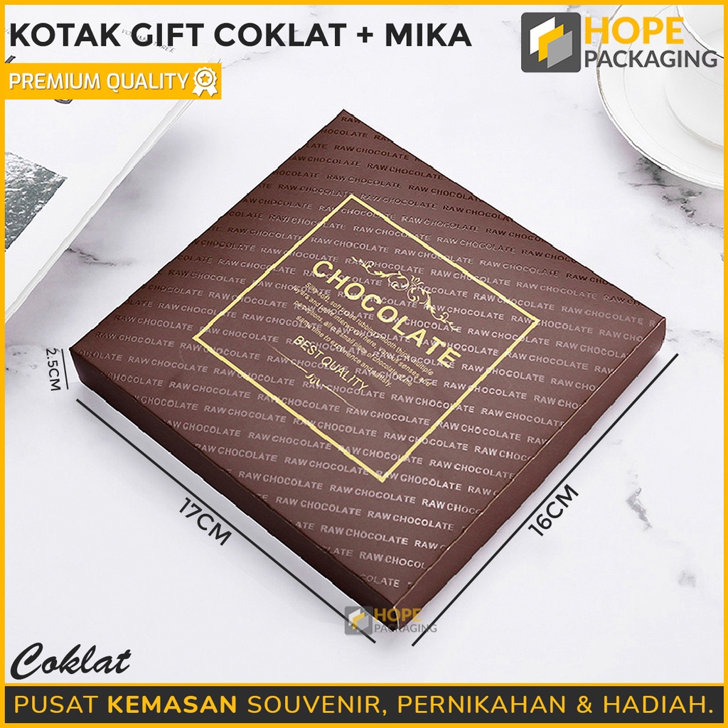 Kotak Gift Coklat persegi + mika / Tray Bento Kotak Bronis Kue Bolu / Tempat  Coklat Mini Kecil