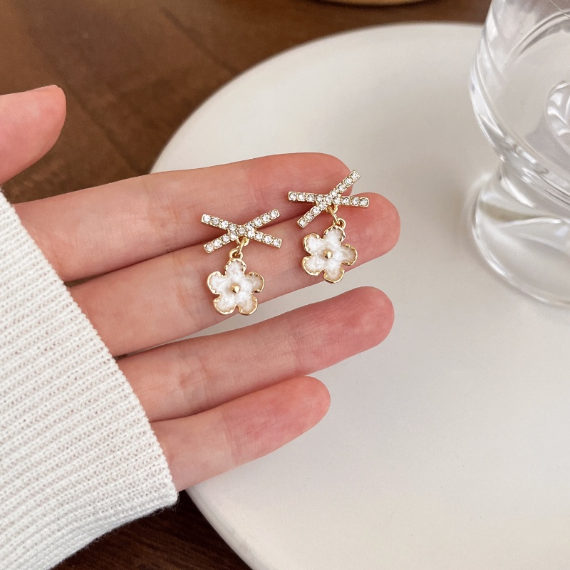 Anting Fashion Korea Jarum Perak Mangkuk Mutiara Mangkuk Anting Bunga Anting Kepribadian Kecil