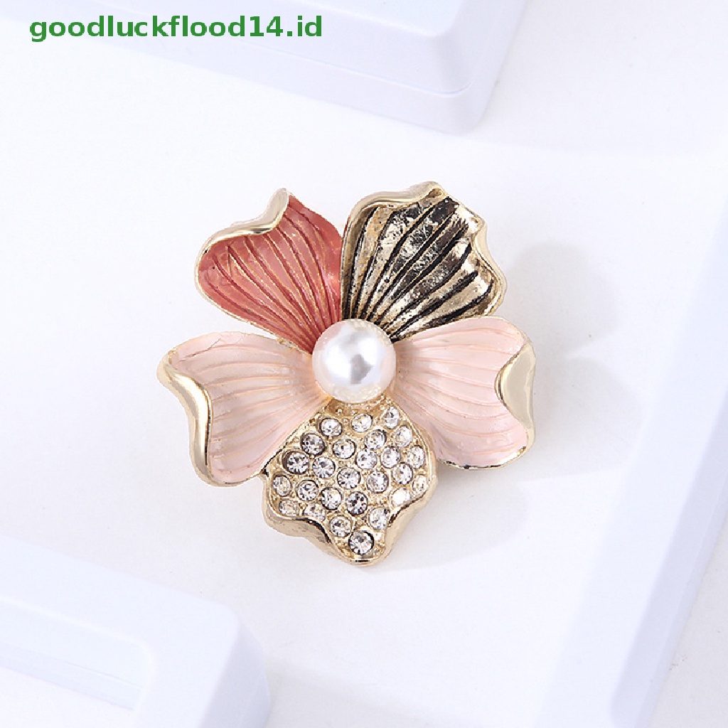 [GOOGFOUR] Fashion Kristal Berlian Imitasi Mutiara Bunga Bros Pin Wanita Gadis Anti-exposure Brooch [TOP]