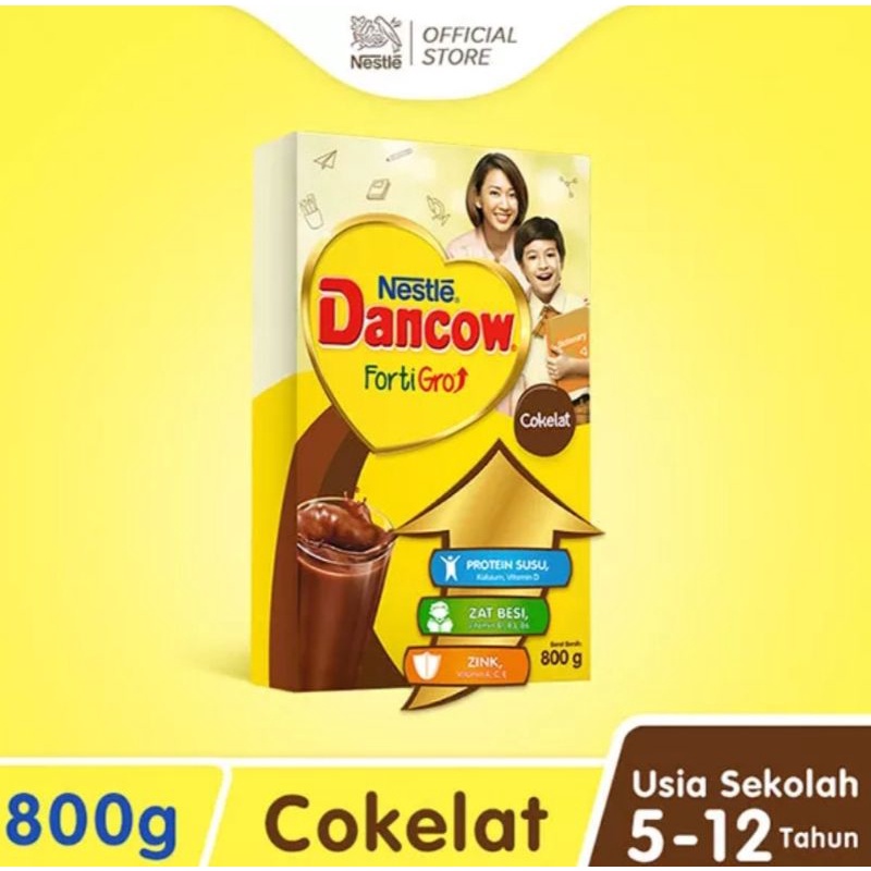 Nestle Dancow FortiGro Susu bubuk coklat &amp; instan usia sekolah pouch 1kg &amp; box 800gr