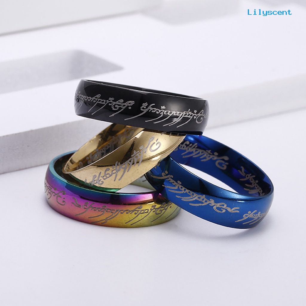 [LS] Cincin Kawin Motif Huruf Hias Bahan Titanium Steel Pria Dan Wanita Band Finger Ring Untuk Pesta