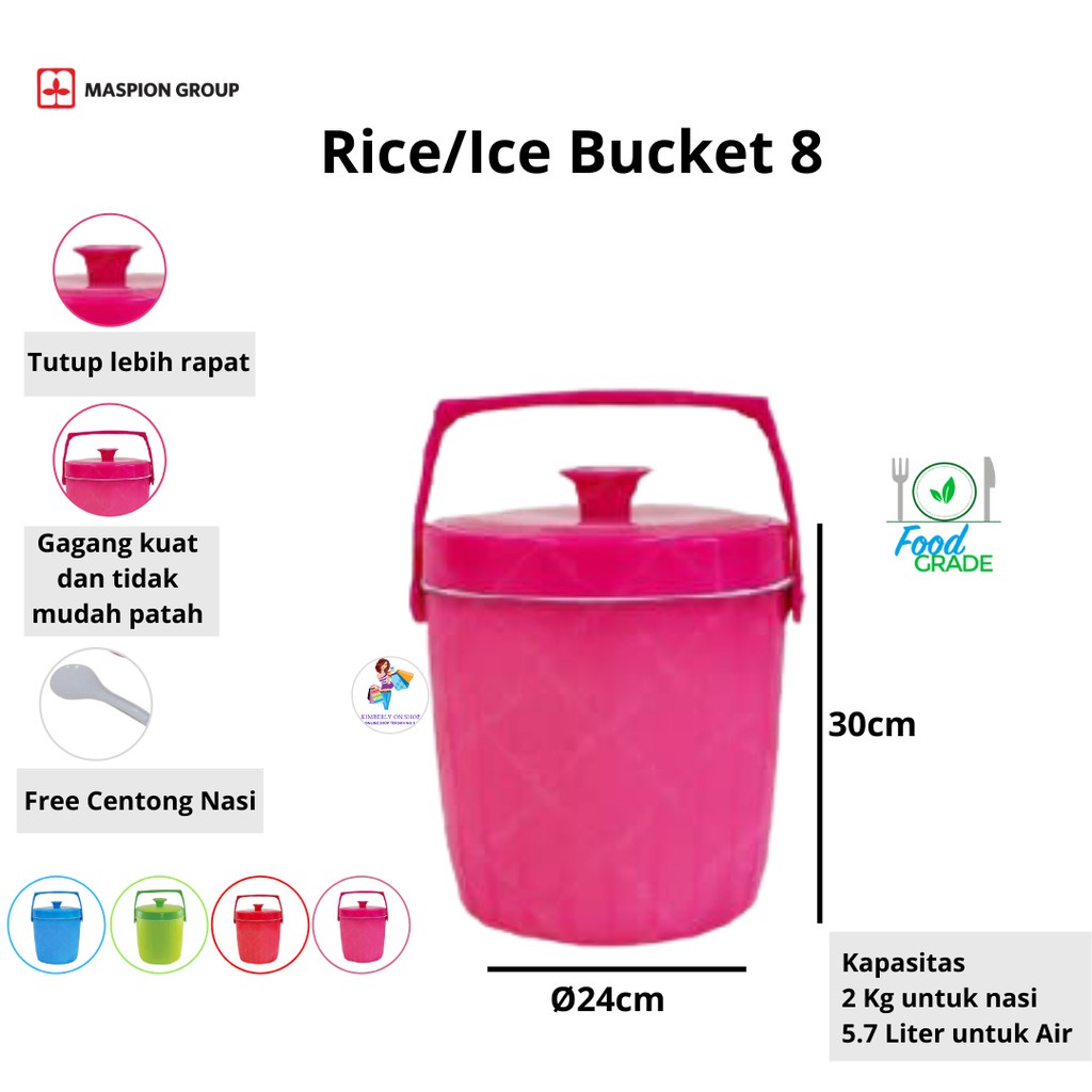 Rice Bucket Termos Nasi Es 8 Liter Maspion