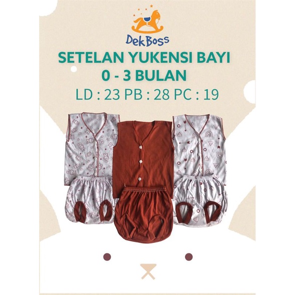 (ISI 3 SETEL) Atasan Baju Bayi Tangan Kutung dan Celana Pop Pendek Bayi | Baju Bayi tanpa lengan atau baju kuntung yukensi baby