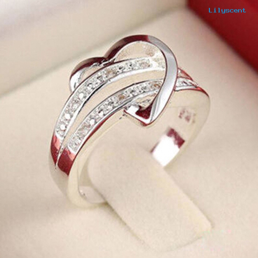 [LS] Cincin Mewah Cantik Bentuk Hati Pertunangan Klasik Bridal Ring Untuk Hadiah