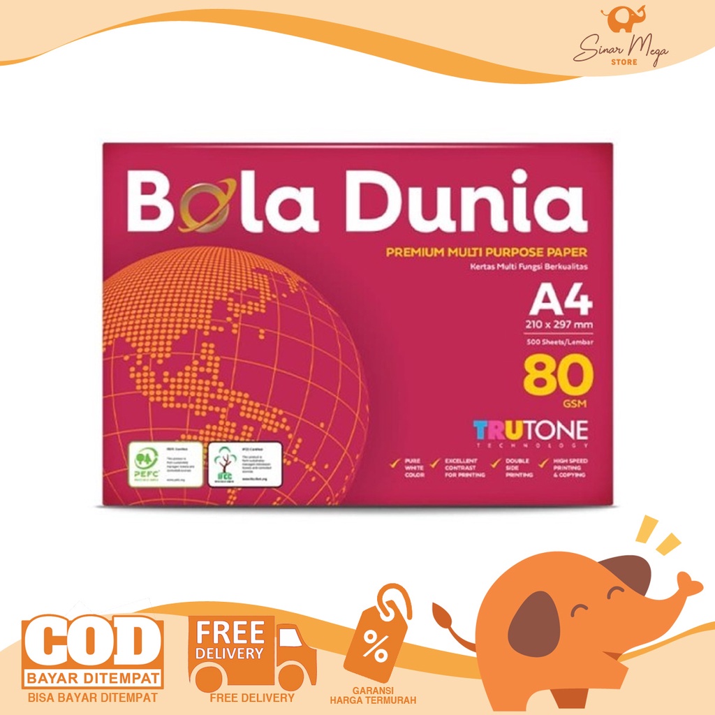 Bola Dunia Kertas Print/Fotocopy A4 80GR