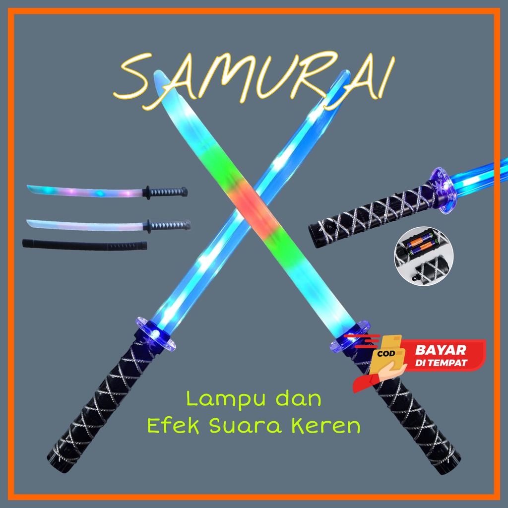 Mainan Anak Pedang Ninja Samurai LED dan Suara Sensor Gerak Mirip Asli Menggunakan Baterai Mainan Ed