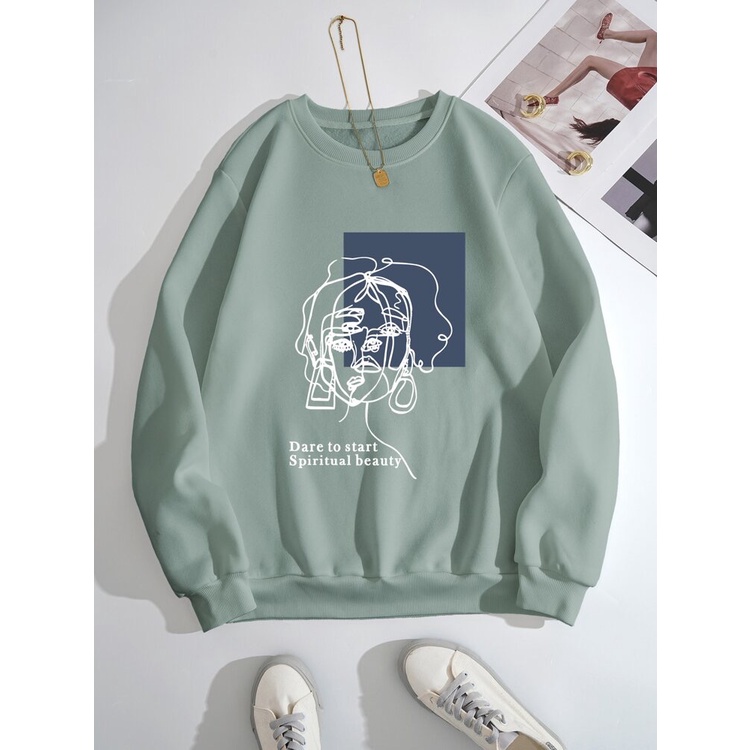 Sweatshirt Basic BEAUTY II Sweater Crewneck Print DTF II Size M - XL Anak &amp; Dewasa ( Pria &amp; Wanita )