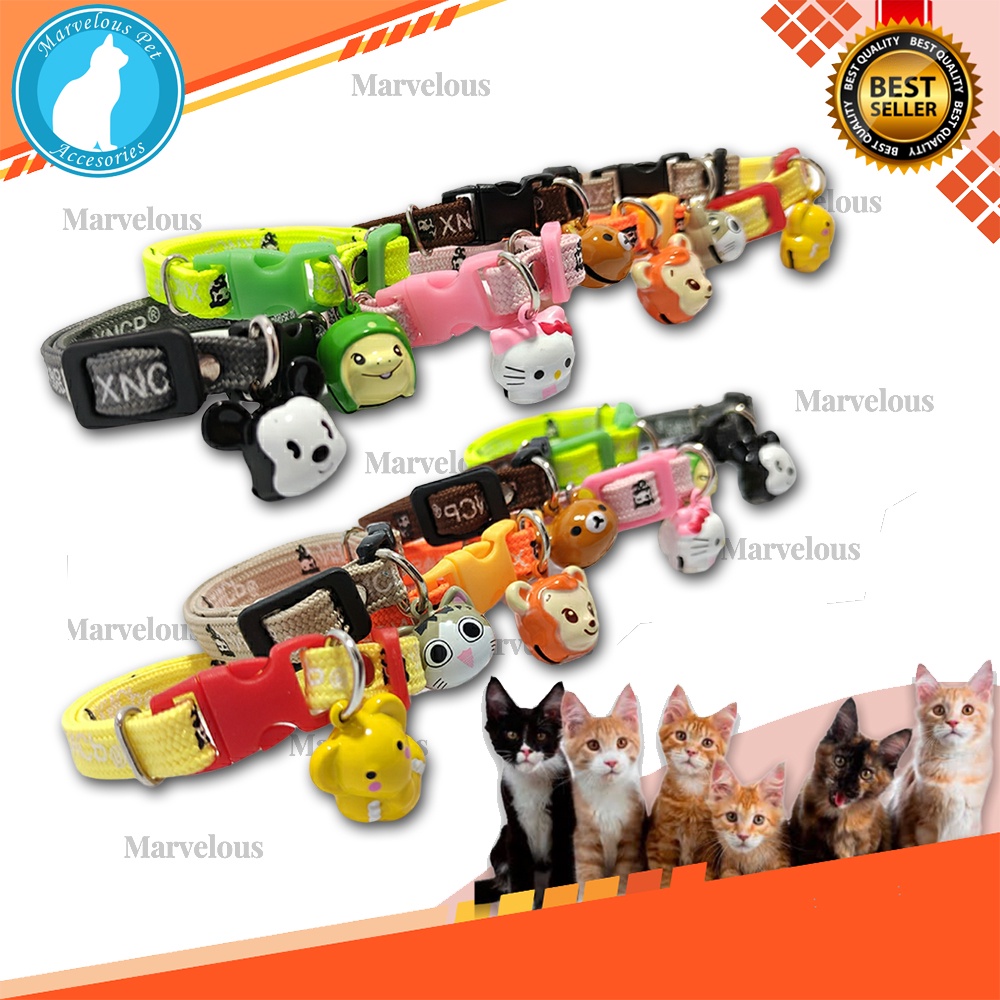 Kalung kucing lonceng karakter bahan empuk all size kualitas premium / cat collar (KKBTS)