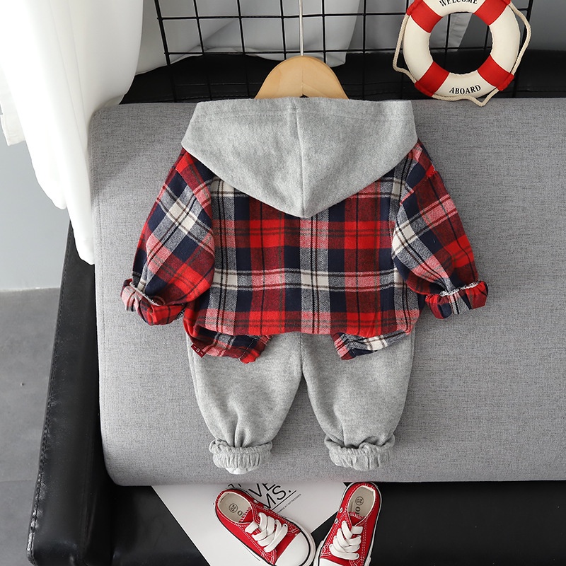 Setelan Anak Laki Laki Import Baju Anak Set Kemeja Hoodie ELVIS dan Celana Panjang Korean Style