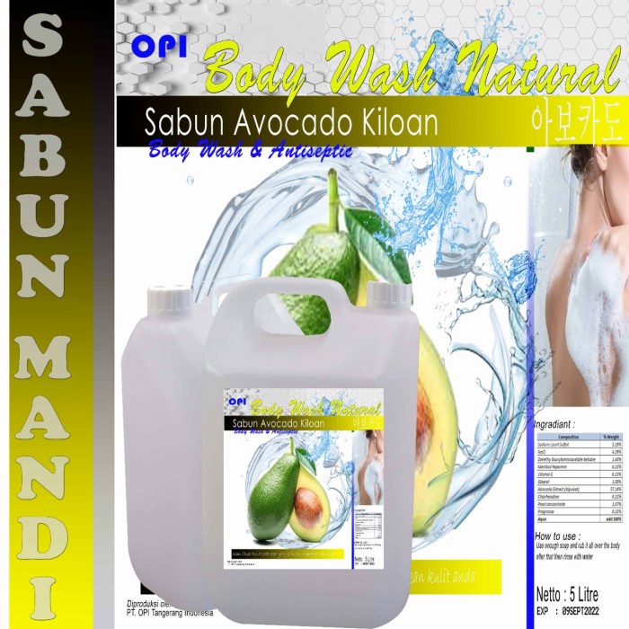 Sabun mandi avocado kiloan 5 liter asli dari buah segar (toko oshe)