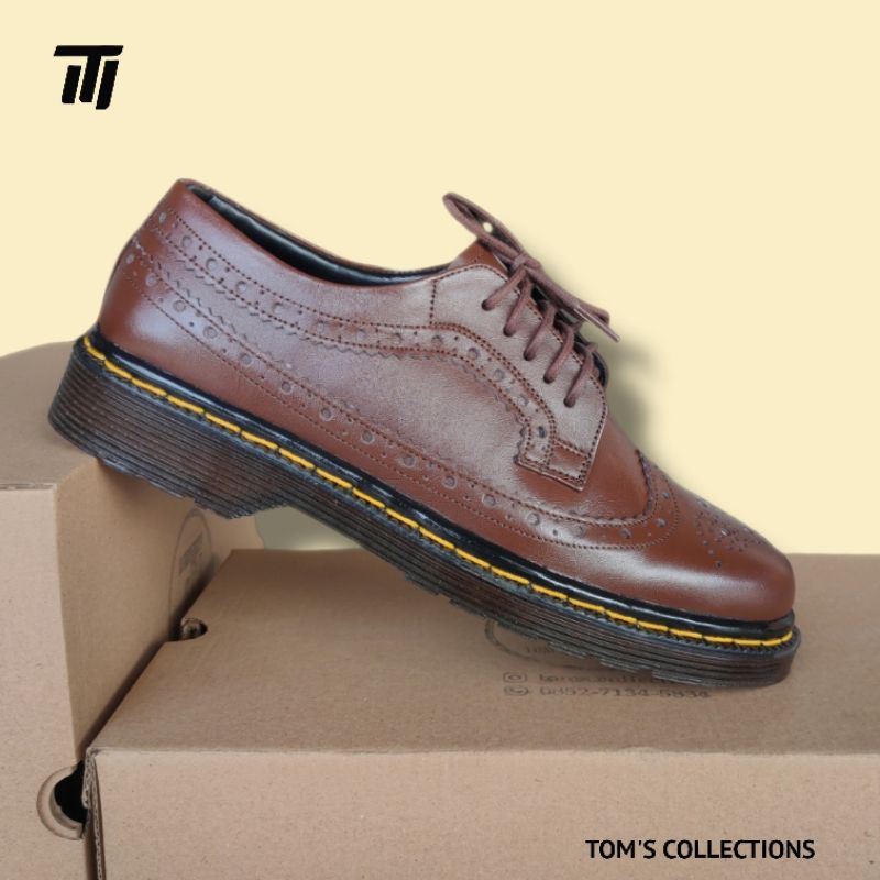 TOM'S - Sepatu Pria Low Bots Wingtip Kulit Asli Original - BBW