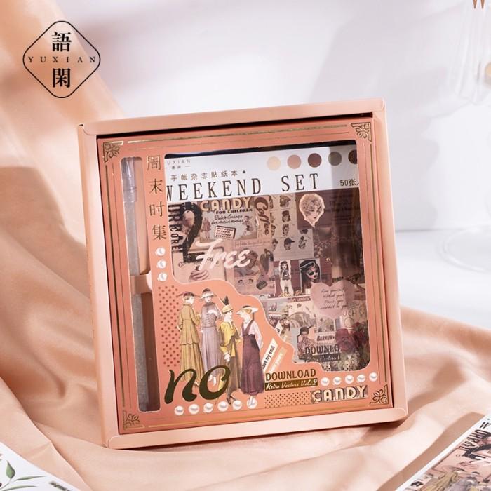 

Journamm 50 Lembar / Set Stiker Motif Kartun Hewan / Bunga / Geometri