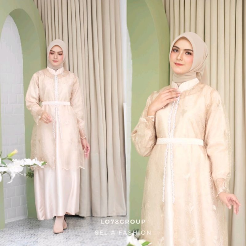 Sartika Dress Aulia 2 in 1 Brokat Premium Dress Brokat Kondangan Dress Tile Dress Kondangan Dress Kondangan Wedding Dress Gamis Brukat Gamis Brokat Jumbo Gamis Bridesmaid Warna Sage