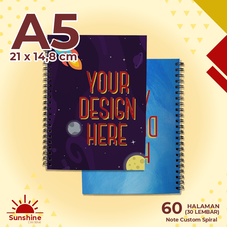 

Notes A5 Spiral ISI BERGARIS / POLOS - 60 Halaman (30lembar) HVS / Catatan / Blocknote Custom