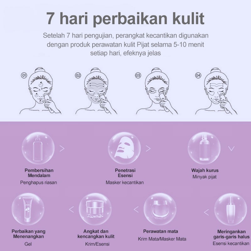 AmazeFan 7in1Alat Setrika V Shape Thin Face Lifting Wajah Pemijat Pemutih Wajah Facial Anti Aging Sheet Masker Perawatan detox pijit elektrik roller Massager komedo Mesin rf Anti-wrinkle Pengencang Uap tirus galvanic Wajah topeng spa Perangkat Kecantikan