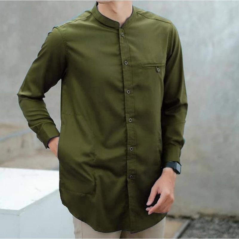 Baju Kurta Dewasa Pria Polos Panjang Full Kancing Terbaru