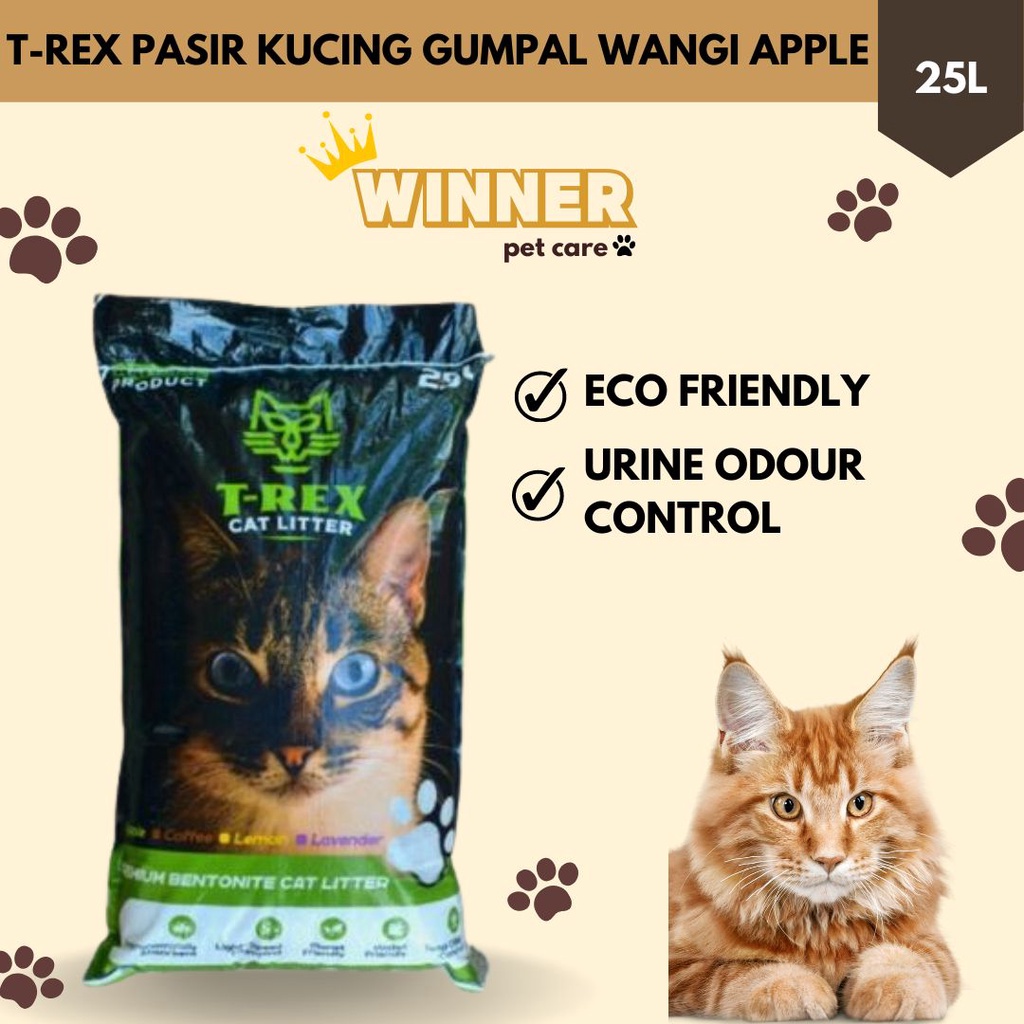 T-REX Cat Litter Pasir Kucing Gumpal Wangi Apple 25 Liter