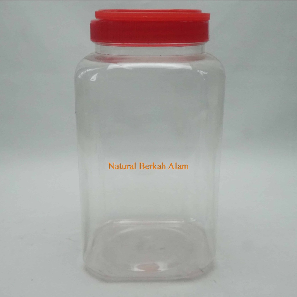 Toples Kue Lebaran 2 L Pet Kotak Panjang Nat / Toples Plastik / Toples Tutup Plastik / Toples Nastar