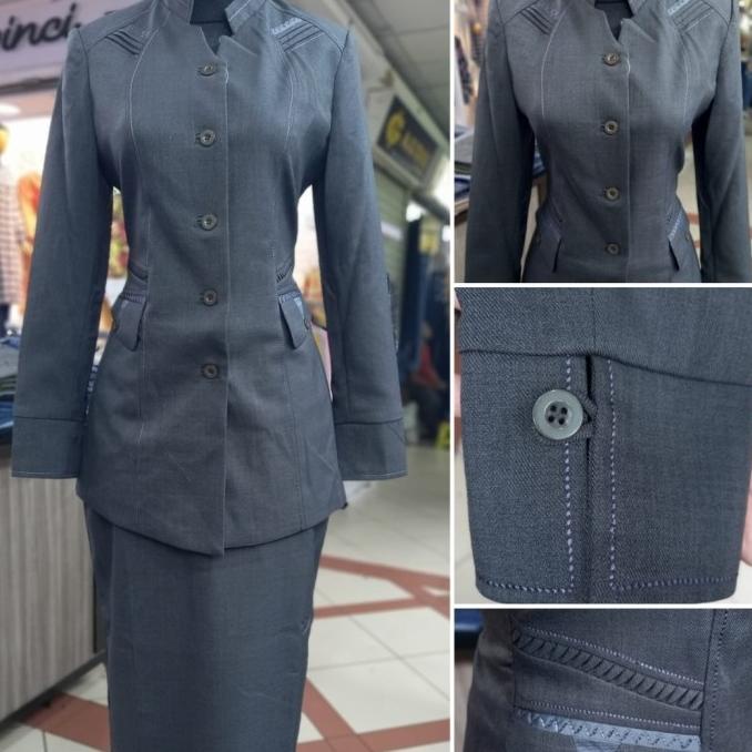 Blazer Baju Kerja Wanita Abu Tua Seragam Bank Klinik Karyawati Dosen Terbaru
