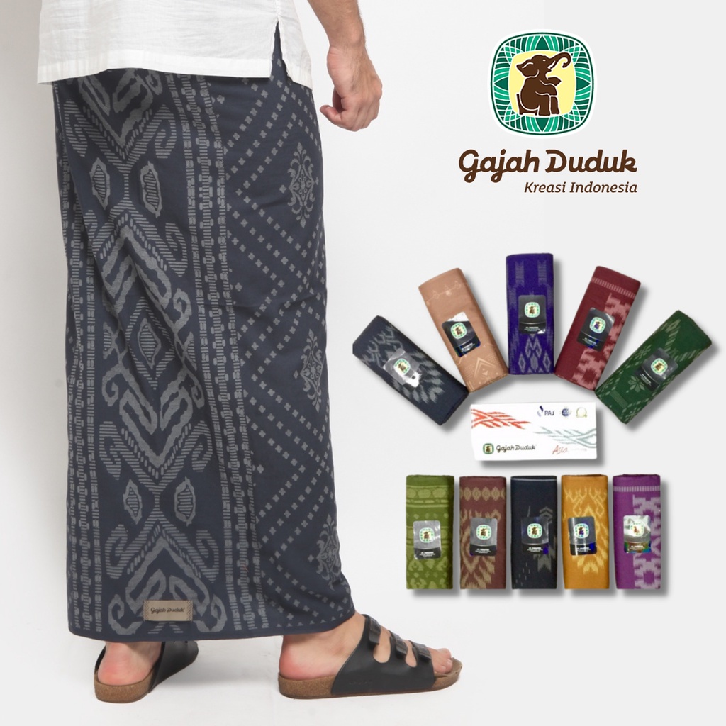 Sarung Gajah Duduk Asia Kembang / Sarung Tenun Motif Kembang