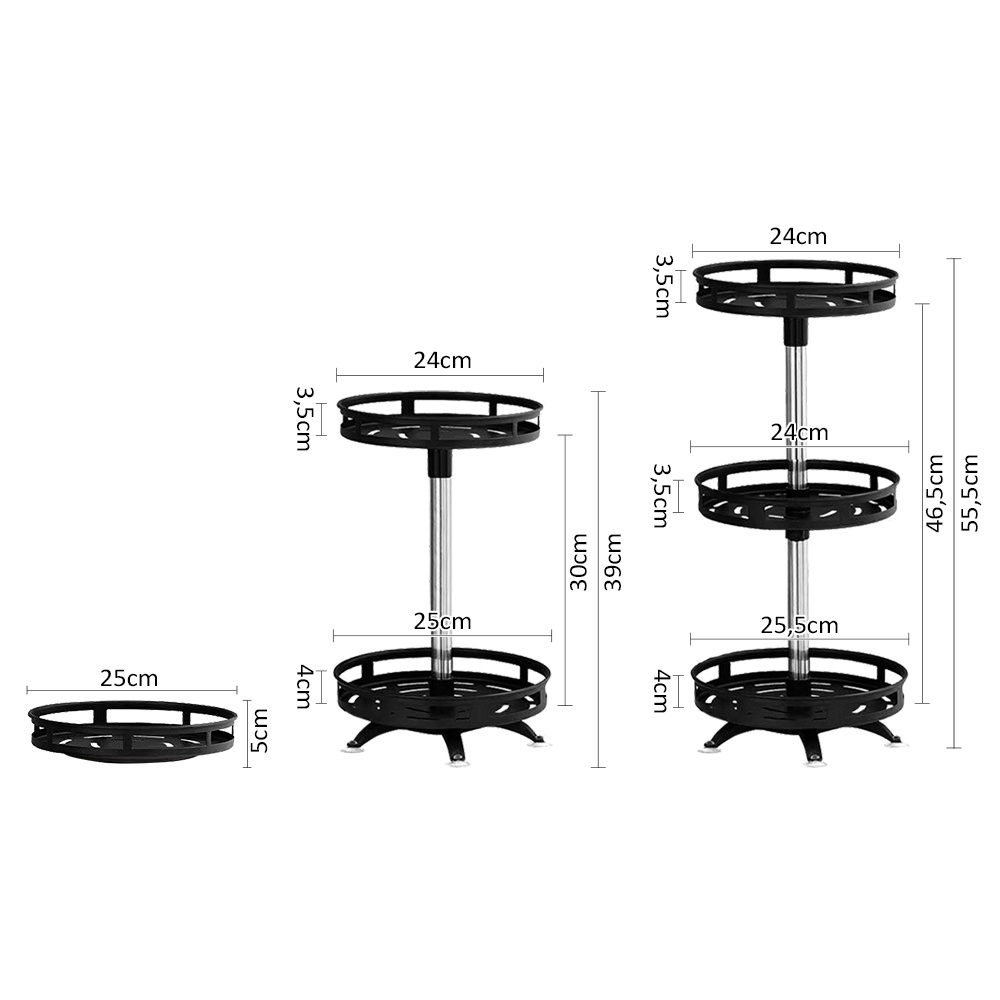 HOVELSHOP Rak Bumbu Besi Putar 360 Derajat Susun Tempat Bahan Dapur Serbaguna Stainless Organizer Rack