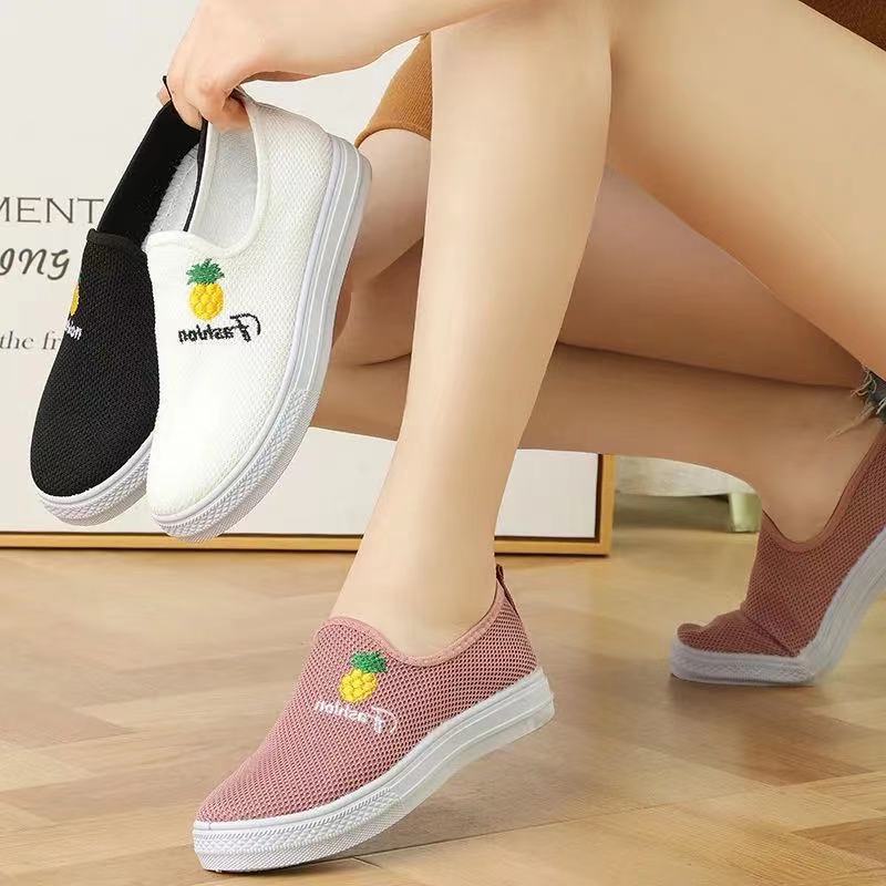 𝐄𝐁𝐒 ✅ SEP023 (Tanpa Kotak) Sepatu Sneakers Nenas Nanas Tanpa Tali Fashion Wanita Casual Sport Santai Olahraga Import