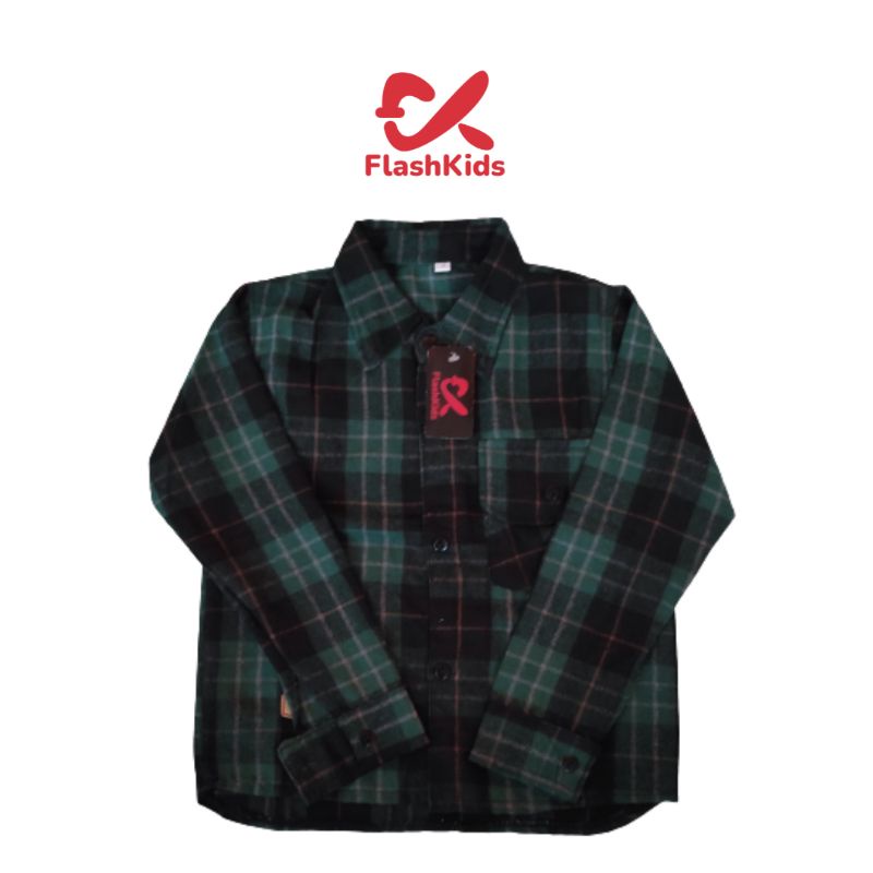 Flashkids Kemeja Anak Flanel Laki  Panjang 6-14 Thn